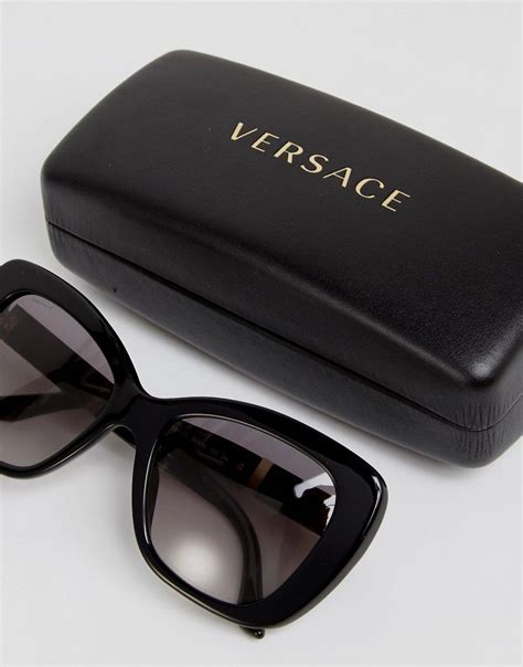 versace cat eye sunglasses with leather trim